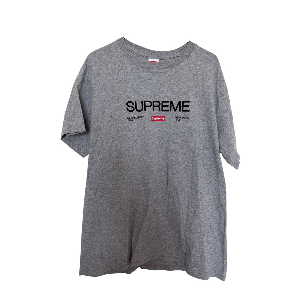 Supreme Established 1994 New York USA Graphic Tee Heather Grey Mens Medium M
